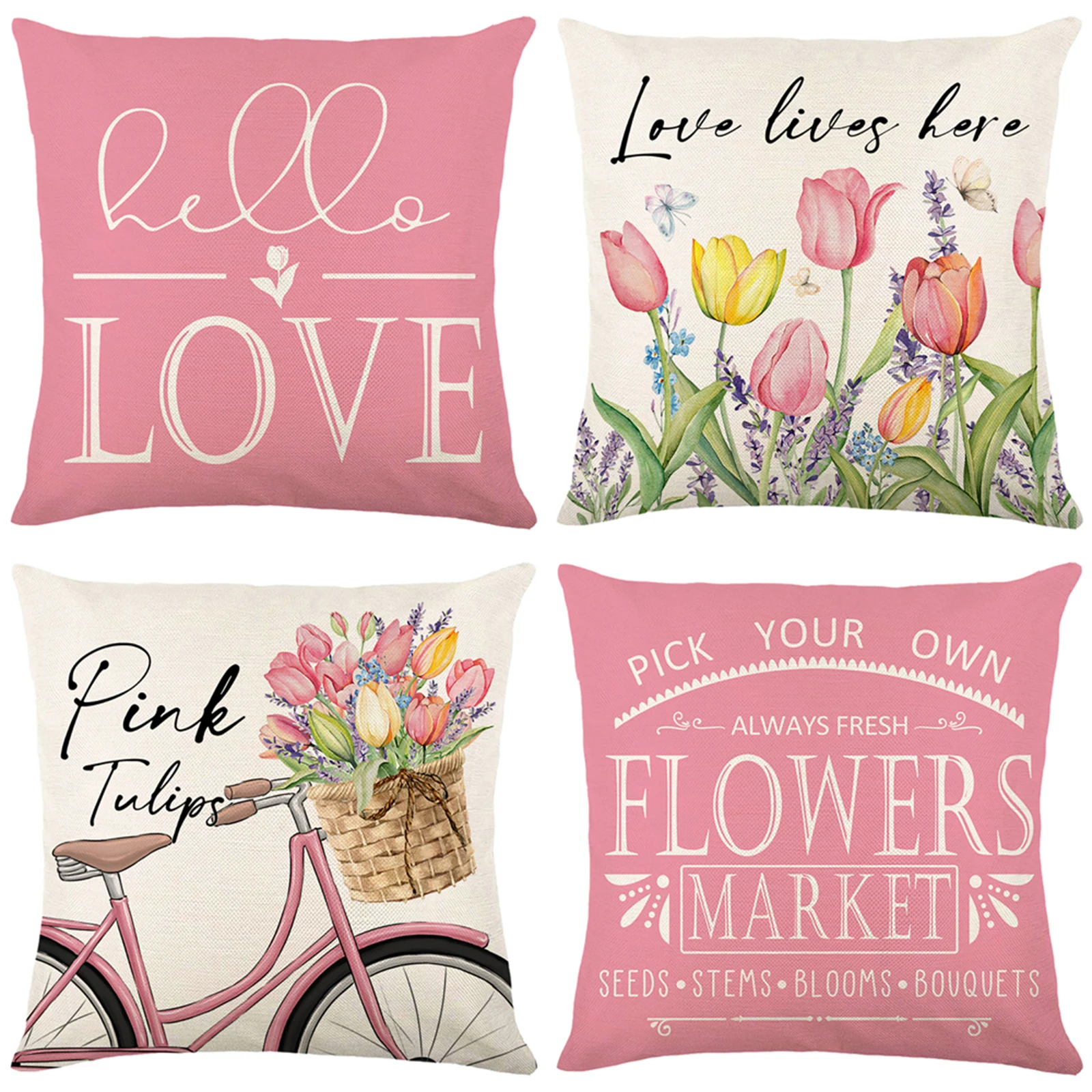 4ks květinová hodit podhlavník případech čtverec prádlo pás ochrana polštářek obal postel pohovka podhlavník kryty domácí dekorace pillowcases 45x45cm