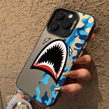 샤오미 미 11 라이트 5G 14 13T 13 12T 12X 12 포코 X6 X5 F5 F6 M6 프로 충격 방지 레이저 커버, 샤크 페이스 전기 도금 폰 케이스