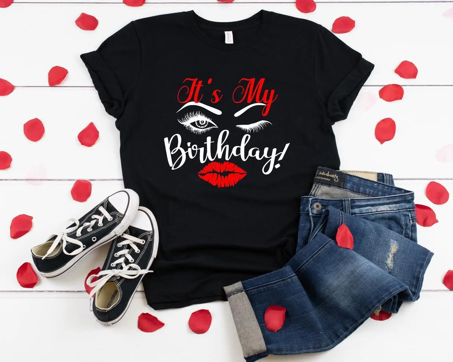 Eyelash & Lips Birthday Shirt,Birthday Party Shirt,Birthday gift,Birthday Gift