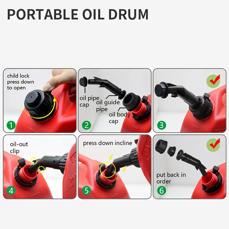 Plastic Refueling Barrel Portable Oil Barrel Explosion-proof Anti-static Gasoline Barrel Car Motorcycle Outboard Machine Spare