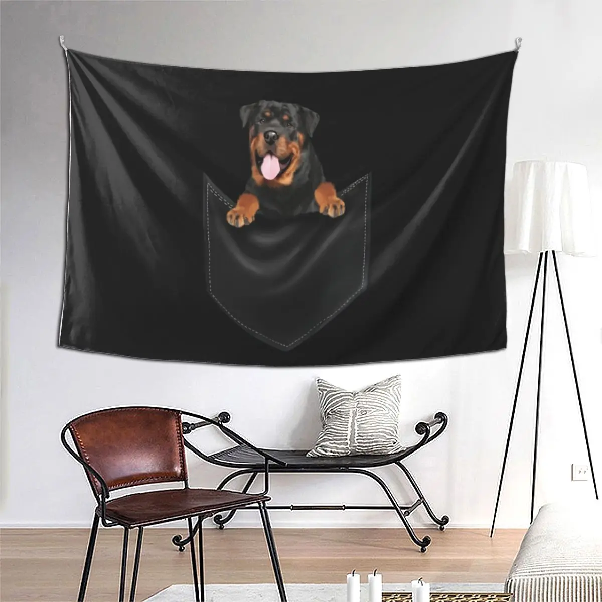 

Гобелен с собакой ротвейлером, художественный настенный эстетический домашний декор, гобелены для гостиной, спальни, общежития
