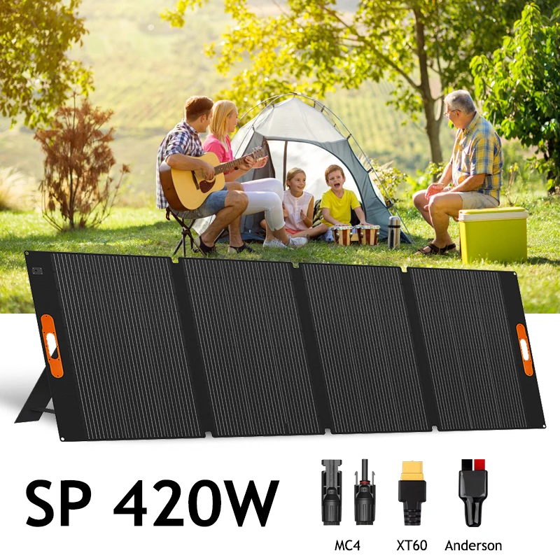 Panneau solaire portable 420W, 400W léger, 17KG, panneaux solaires pliables avec un support réglable, chargeur solaire étanche IP68