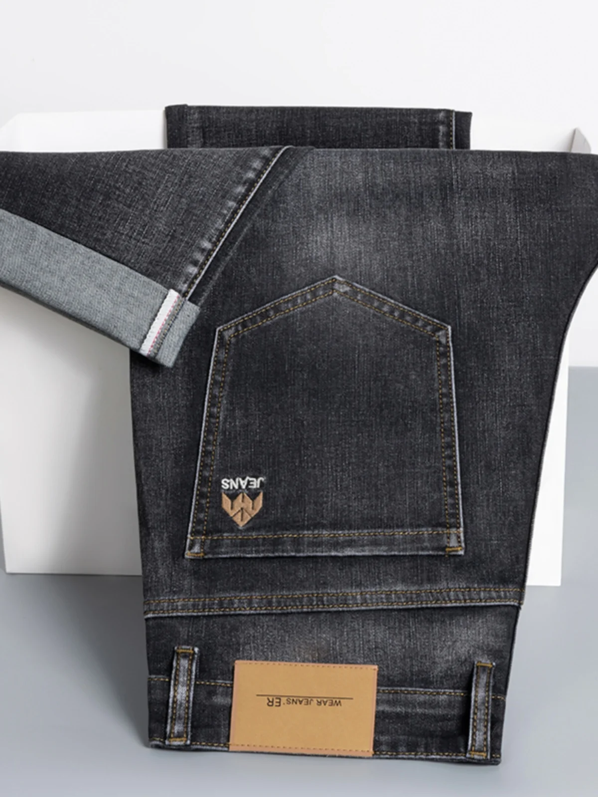 

Весна 2025: Мужские джинсы прямого кроя, модные, высококачественные, эластичные, простые, длинные брюки, молодежные, стильные