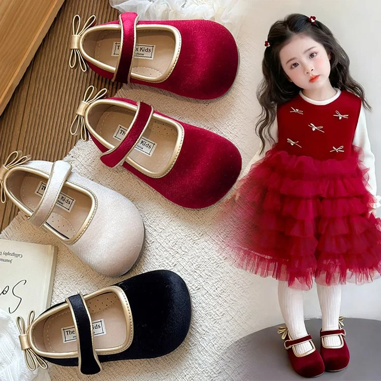 2026Girls Suede Flats Shoes Soft Sole Kids Leather Shoes Japanese Style Solid Color Simple Children's Casual Shoes Spring Autumn
