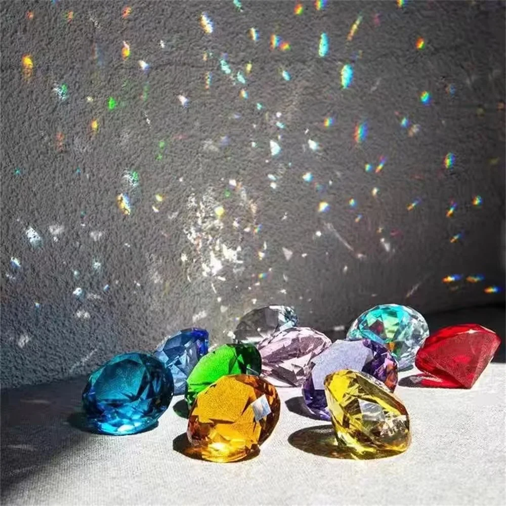 Custom 30mm-80mm color transparent crystal glass diamond paperweight for home decoration decorative arts and crafts