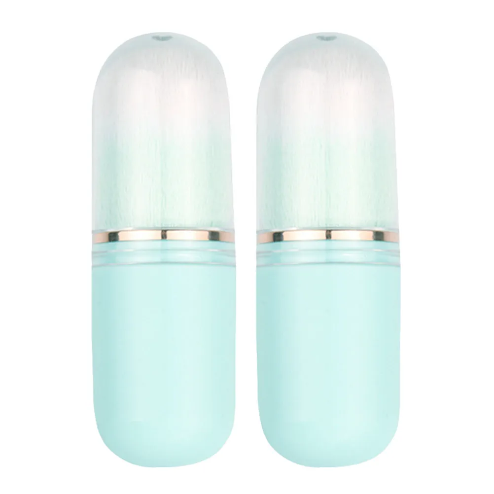 Capsule Retractable Makeup Brush Set Sky Blue Mini Travel Brushes for Blush Powder Foundation Concealer