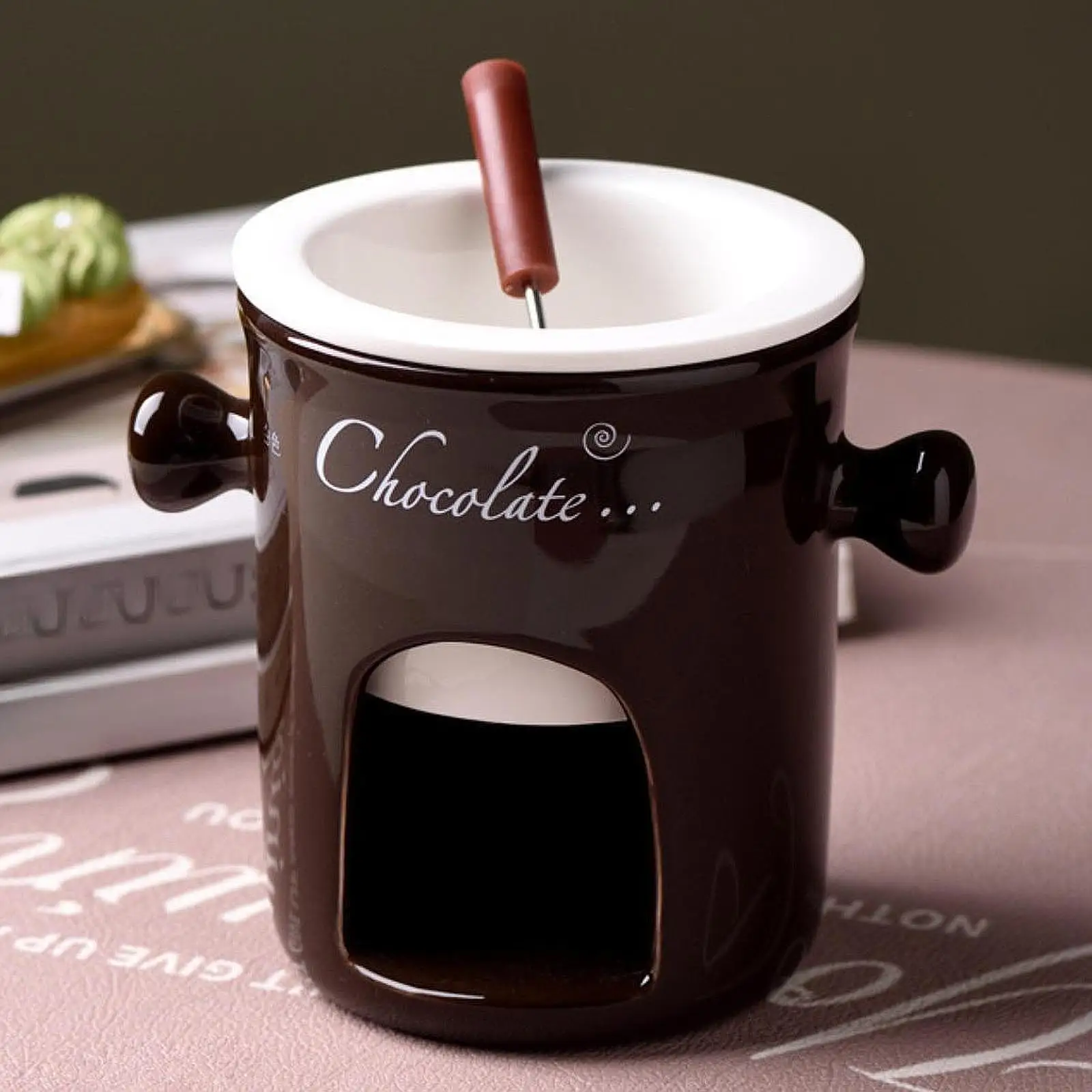 Porcelain Chocolate Fondue Pot Butter Melt Pot Swiss Ice Cream Cup Cheese Tapas for Birthday Party Wedding Cooking Cookware