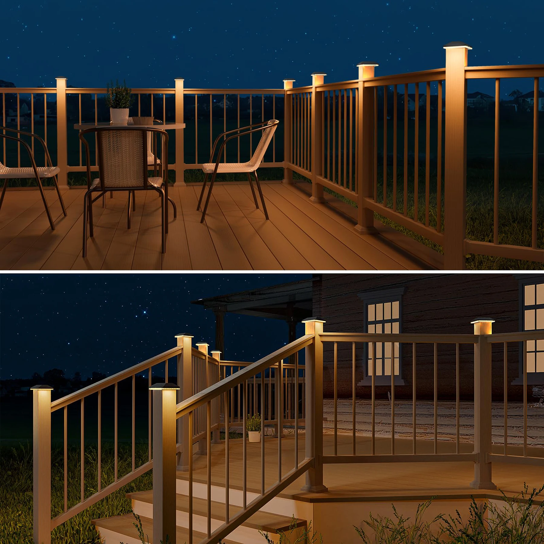 آخر أضواء في الهواء الطلق مقاوم للماء 2 حزمة ، سطح السفينة غطاء ضوء ل 4x4 خشبية/فينيل ، أسود الشمسية سياج آخر غطاء ضوء للحديقة/الفناء/الشرفة