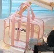 1 pack travel cosmetic bag crystal wet and dry separation beach bag swimming waterproof toilet bag transparent cosmetic bag