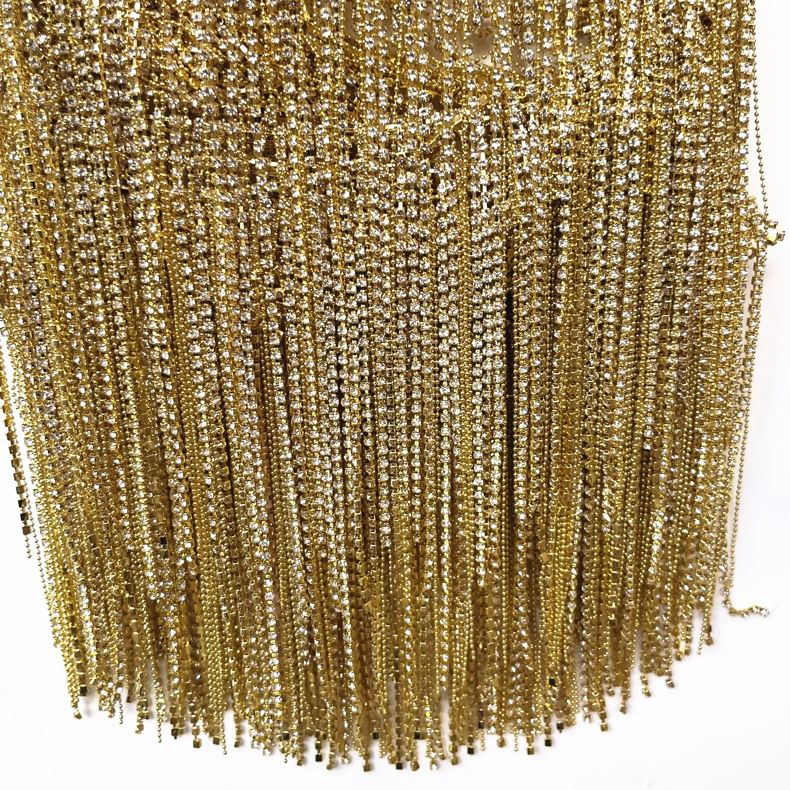 

Bling bling Rhinestone Tassel Trimming - Beaded Ribbon Chain DIY Decoration for Clothing Craft Accessories 5yards High Quality