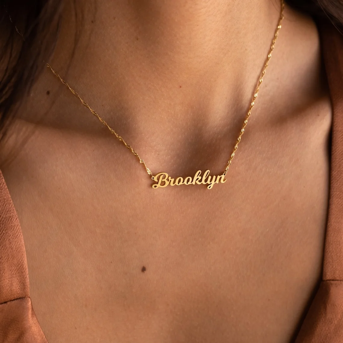 2023 New Custom Name Necklace For Women Stainless Steel Twist Chain Name Necklace Personalized Gifts for Bridesmaid Proposal