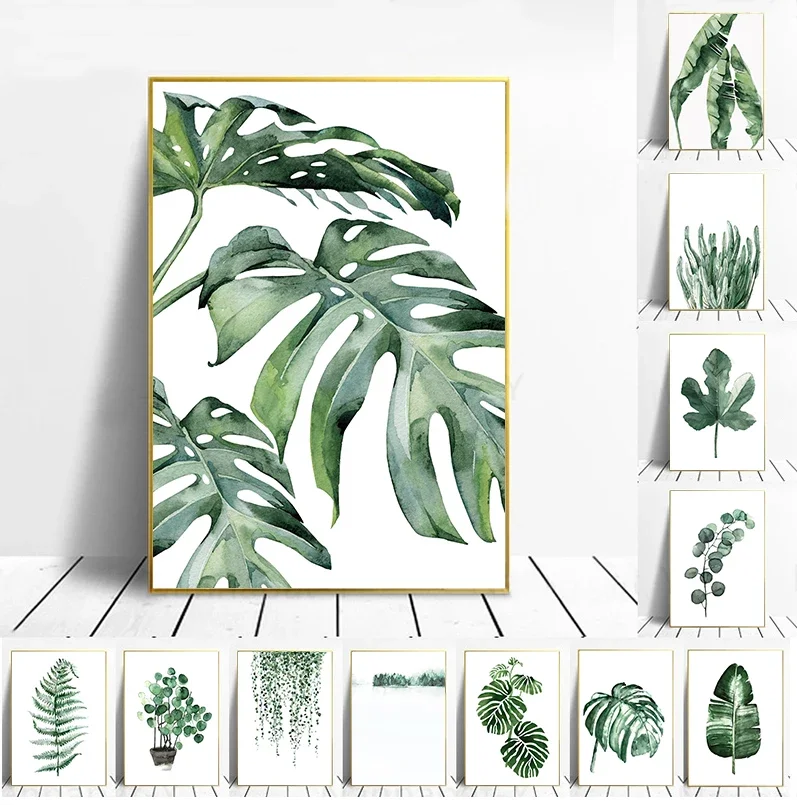 

Tropical Plant Nordic Poster Home Decoration Scandinavian Green Leaves Decorative Picture Modern Wall Art Canvas Painting