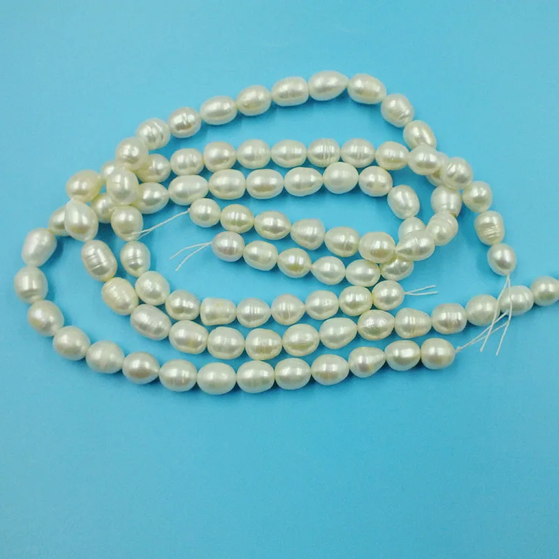 

3shares 10-11mm natural white rice grain freshwater cultured pearl loose beads. DIY necklaces, bracelets. Earring production 15”