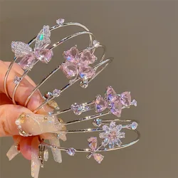 Cuff Bracelet Silver Color Butterfly Flower Bangle For Women Shine Crystal Zirconia Fashion Jewelry Charm Party Accessories Gift