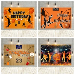 Fondo de fotografía de estadio de campo de baloncesto, fiesta temática deportiva, decoración de cumpleaños para niños, cartel de fondo de foto