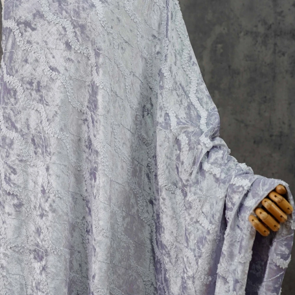 3D-Wellen-Stickerei-Veloursstoff für Kleider, modische Kleidung, Kissen pro Meter