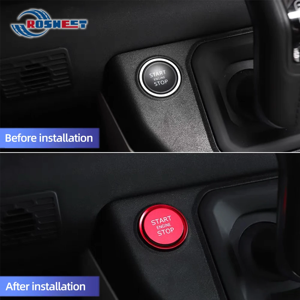 ROSWEET Car Engine Start Stop Ignition Button Decal Sticker Trim For Land Rover Defender L663 90 110 2020 2021 2022 2023 2024