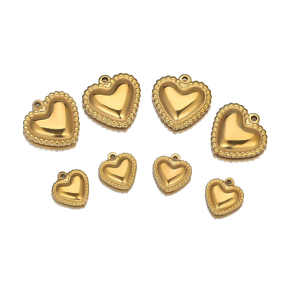 5pcs Stainless Steel Classical Heart Pendant Charms for DIY Jewelry Making Women Necklace Accessories Findings Earrings Supplies