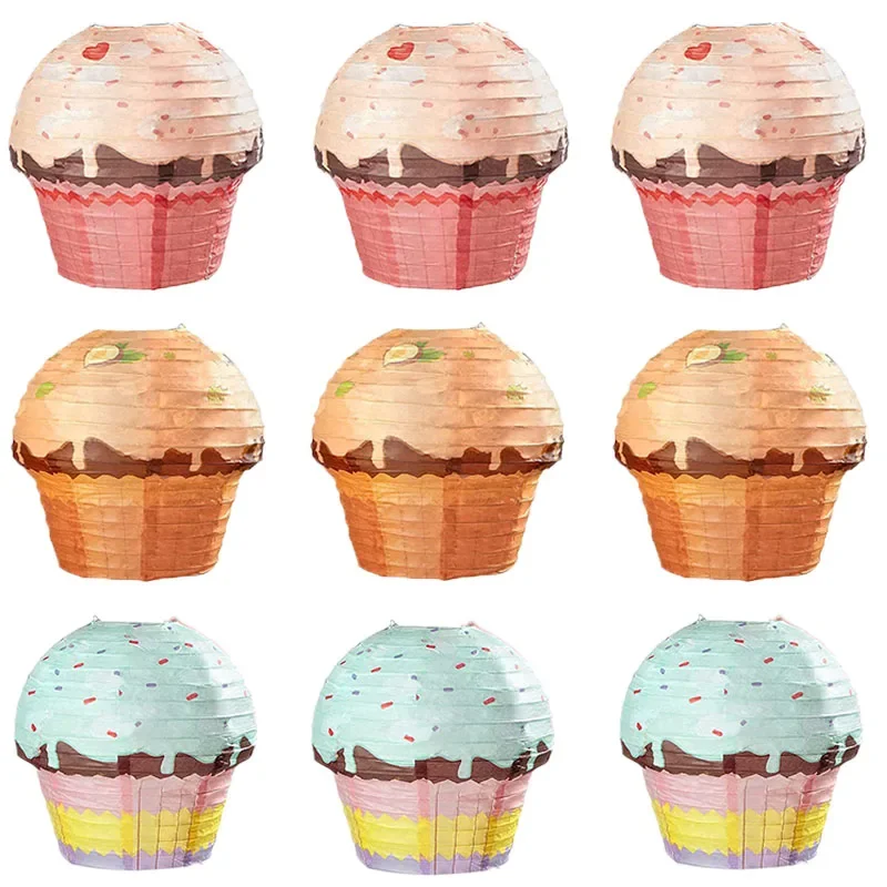 Cake Cup Honeycomb Ball 3 Styles Ice cream Pendant Happy Birthday Party Decor Baby Shower Decor Summer Cake Shop Decor Kid Favor