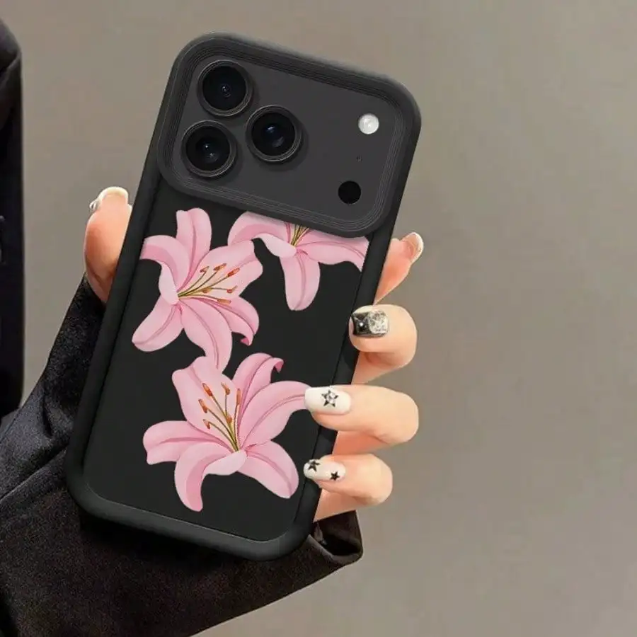 Funda de TPU con estampado floral rosa, resistente a golpes, compatible con iPhone 17 Air, 16E, 15 Pro Max, 14 Plus, 13, 12 y 11 2