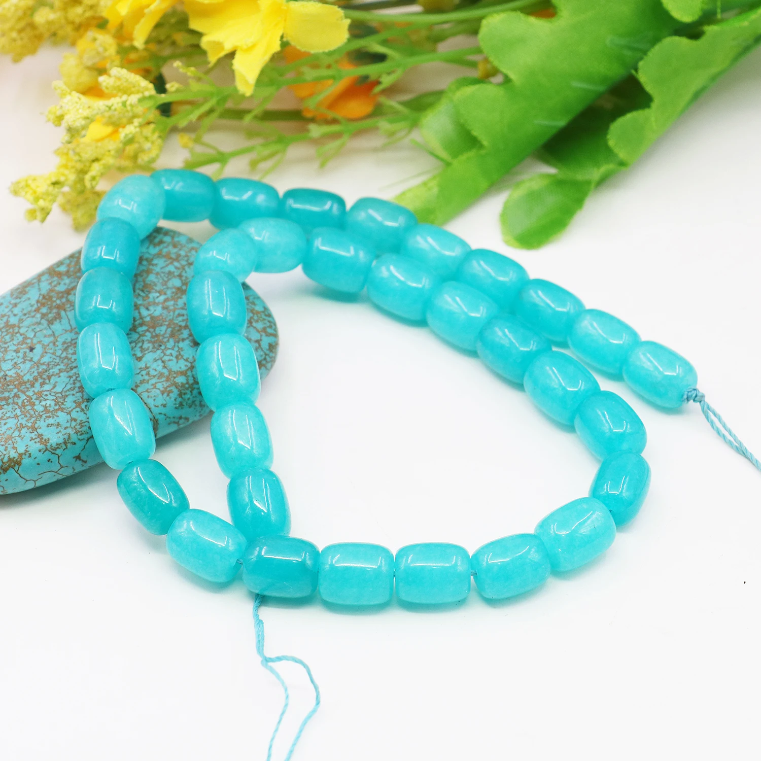 9x11mm Natural Stone Jewelry Beads Blue Chalcedony Bucket Shaped Loose Stone Jasper Jade DIY Women/men Jewelry Making Supplies