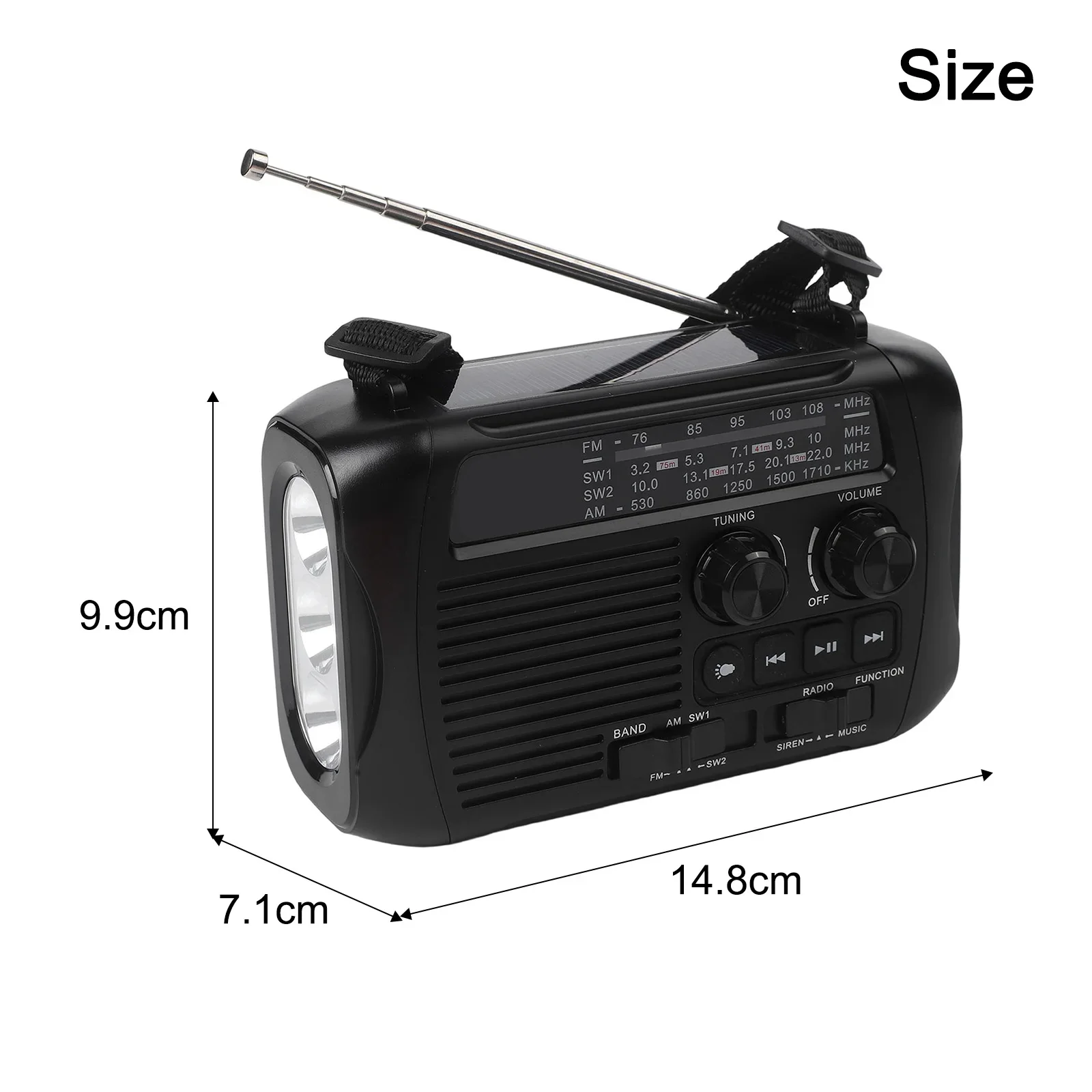 Untuk Petualangan Luar Ruangan Radio Berkemah Radio AM FM Kit Bencana Perangkat Pengisi Daya Tenaga Surya Ringkas Senter Bawaan