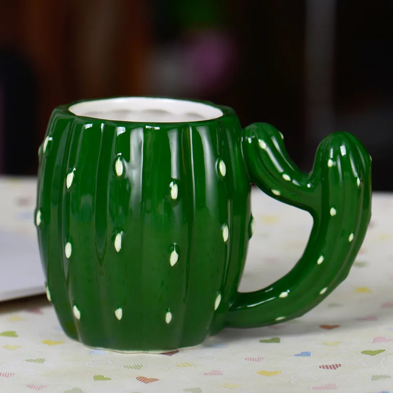 

350ml Nordic Creative Cactus Ceramic Mug Couple Plant Shape Creative 3D Water Cup for birthdays anniversaries