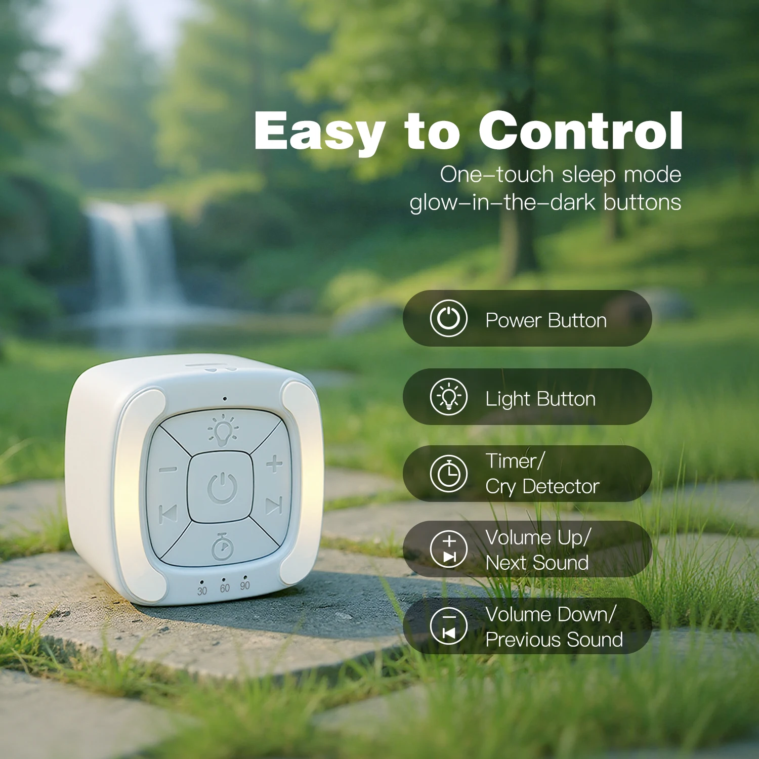 White Noise Machine Portable Mini Sleep Sound Machine for Baby Soother & Adult Sleep Aid 30 Healing Sounds Timer Rechargeable