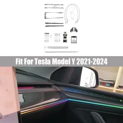 Luce ambientale intagliata al Laser a 64 colori adatta per Tesla Model Y 2021-2024 copertura dell'altoparlante della luce ambientale luci dello schienale della luce del piede