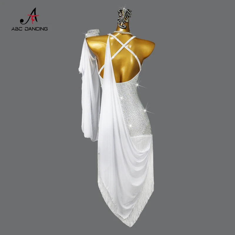 Professional White Latin Dance Competition Costume Sexy Sports Skirt Practice Wear Ballroom Dresses For Women Cabaret Customize