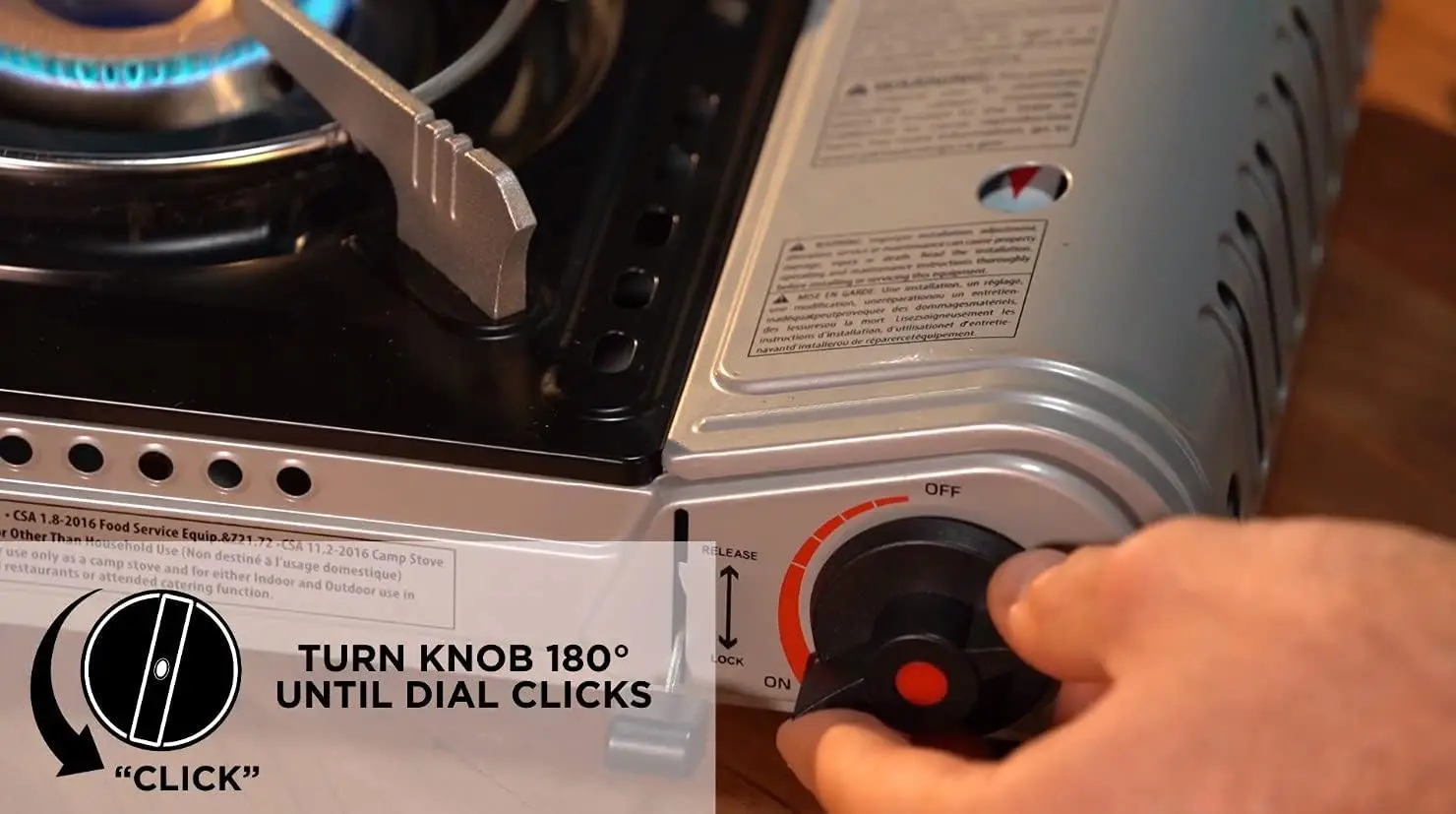 Portable Butane Stove with Electronic Ignition & Wind Guard for Camping, Outdoor Cooking