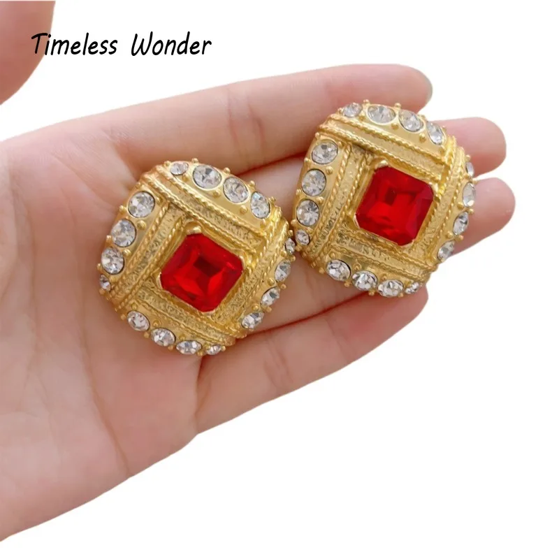 

Timeless Wonder Fancy Zircon Geo Square Stud Earrings for Women Designer Jewelry Runway Goth Luxury Rare Sweet Gift Top 5157