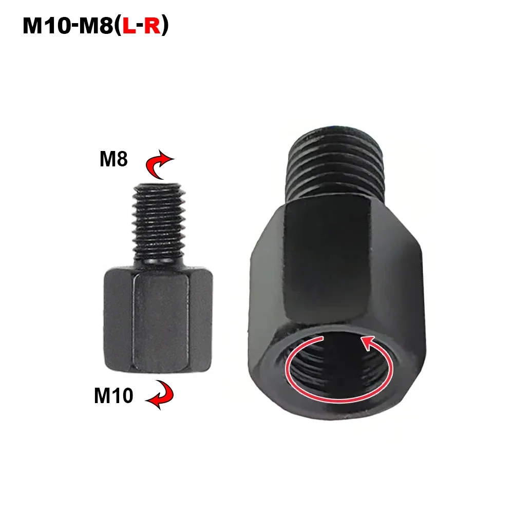 Rechts Links Gewinde Umwandlung Bolzen Schrauben Schwarz Spiegel Adapter M10 M8 10MM 8MM Motorrad Roller Rückspiegel Adapter