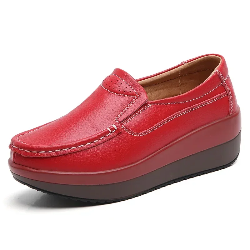 Mocassini da donna primaverili Scarpe vulcanizzate femminili comode Scarpe con zeppa slip-on ortopediche per donna