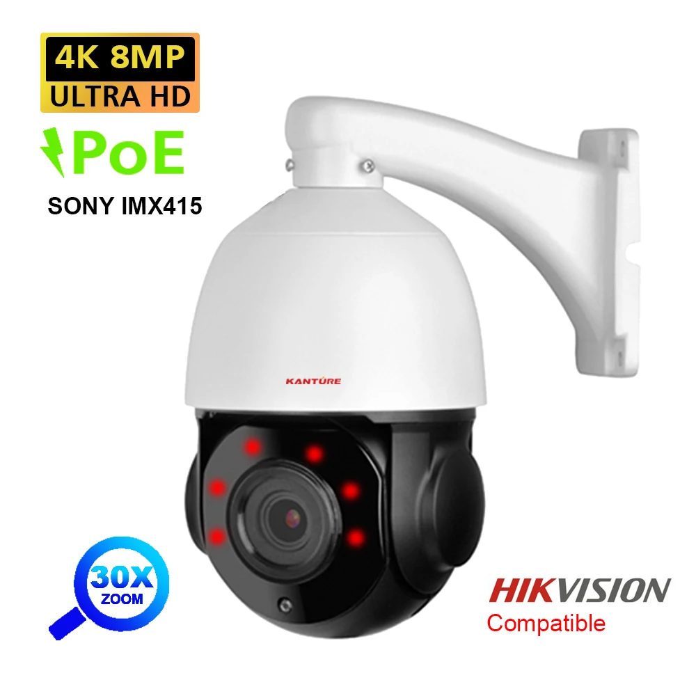 4K CCTV POE Security IMX415 Outdoor 5MP 30X Zoom PTZ High Speed Camera Ai Auto Tracking Two Way Audio Video Surveillance Camera