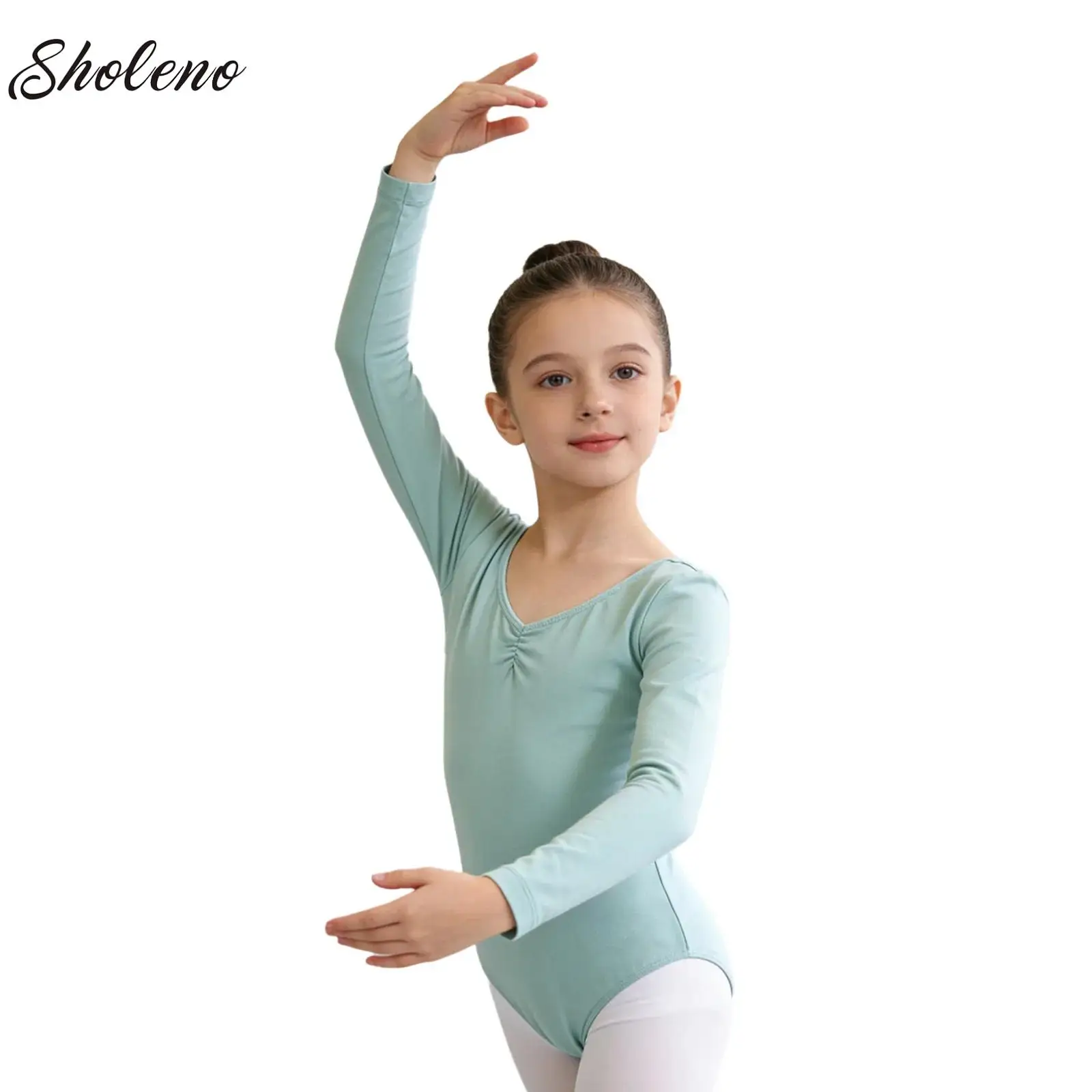 

Long Sleeve Ballet Leotard Girls Cotton Dance Bodysuit Chest Drawstring Bowknot Gymnastic Leotard Ballerina Outfits Dancewear