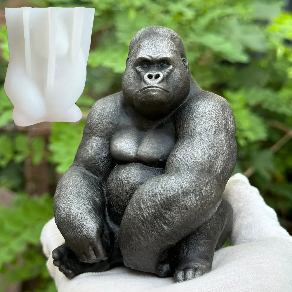 Gorilla Gipsform DIY Home Crafts Ornament Harz Kerze Silikonform Orang-Utan Tierform