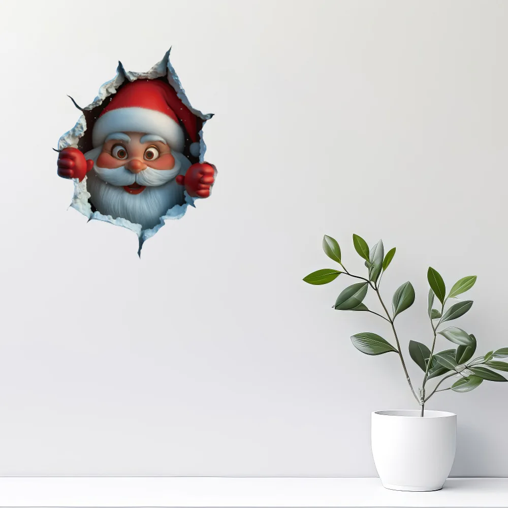 1 قطعة عيد الميلاد الإبداعية سانتا ملصقات جدار عيد ميلاد سعيد نافذة الباب الشارات DIY بها بنفسك قشر وعصا الفن لديكور المطبخ المنزل