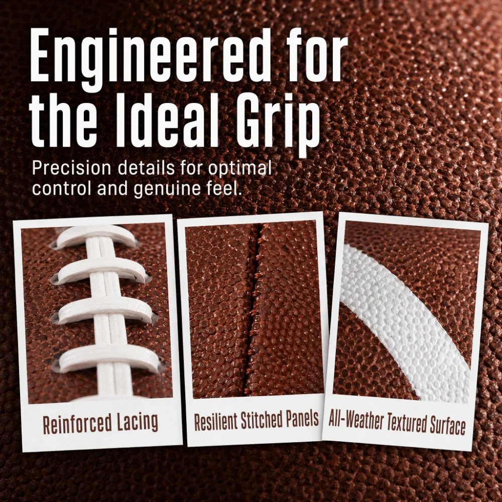 PU Leather American Football Brown Size 9 Rugby Ball Vintage Design Durable Construction Training School Practice Gear
