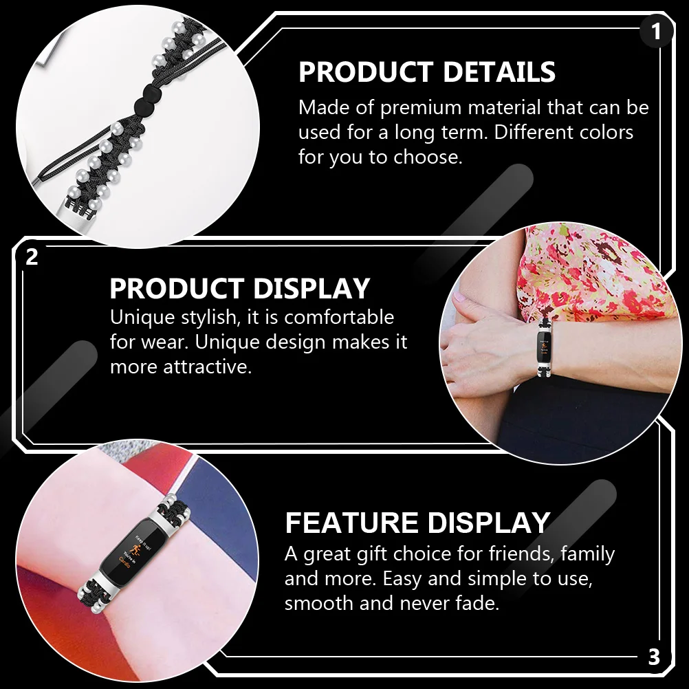 

Pearl Paracord Watch Strap Adjustable For Knitting Watchband Replacement Universal Watch Accessory Smart Band