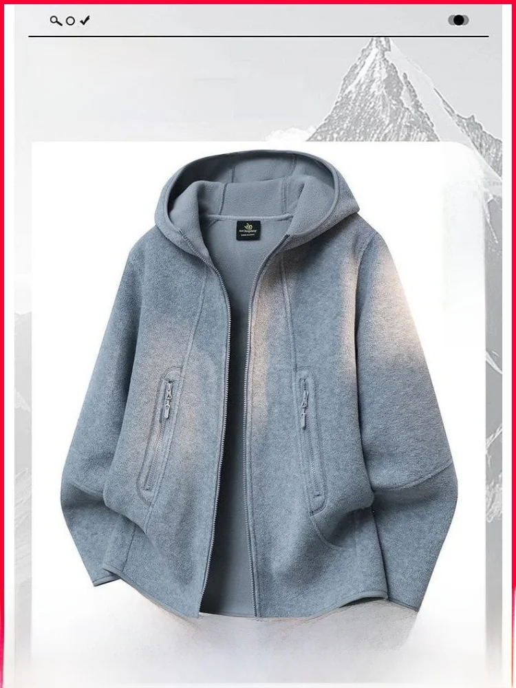 

ex Hooded Fce Lined Jaet Warm Outdoor Casual Loose Fit Autumn Winter Thermal Loing Couples Sle Polyester Fiber