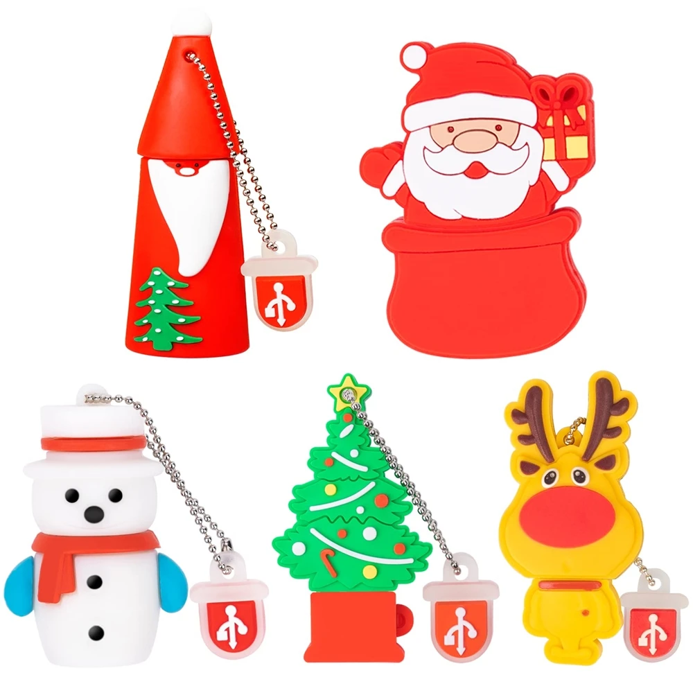 

USB Flash Drive Christmas Style 128gb Drive Memory Stick Santa Claus Snowman Patterns Cute 256g Pen Drive gift for PC Laptop Car