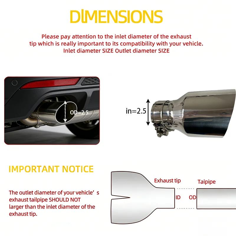 1 General-purpose stainless steel single-layer straight-edge angled outlet for car exhaust pipe - Car muffler tailpipe tail end 6