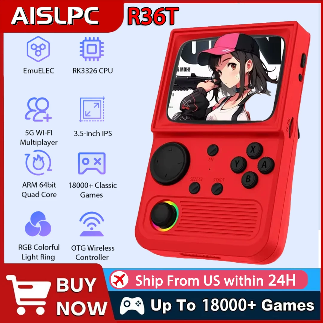 R36T Handheld Game Console supports WiFi 64G/18000+ Games sh