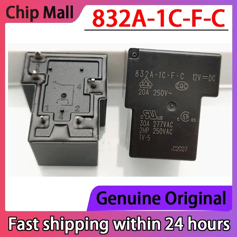 

Новое реле 832A-1C-F-C 12VDC 24VDC 30A 5-контактное 12В в наличии (1 шт.)