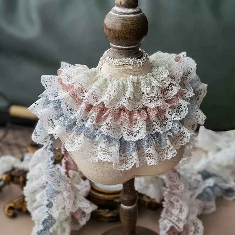 Lolita Jacquard Fabric Pleated Lace DIY Children's Clothing Fluffy Leader Mouth Ruffle Skirt Hem Doll Clothes Sewing Decoration