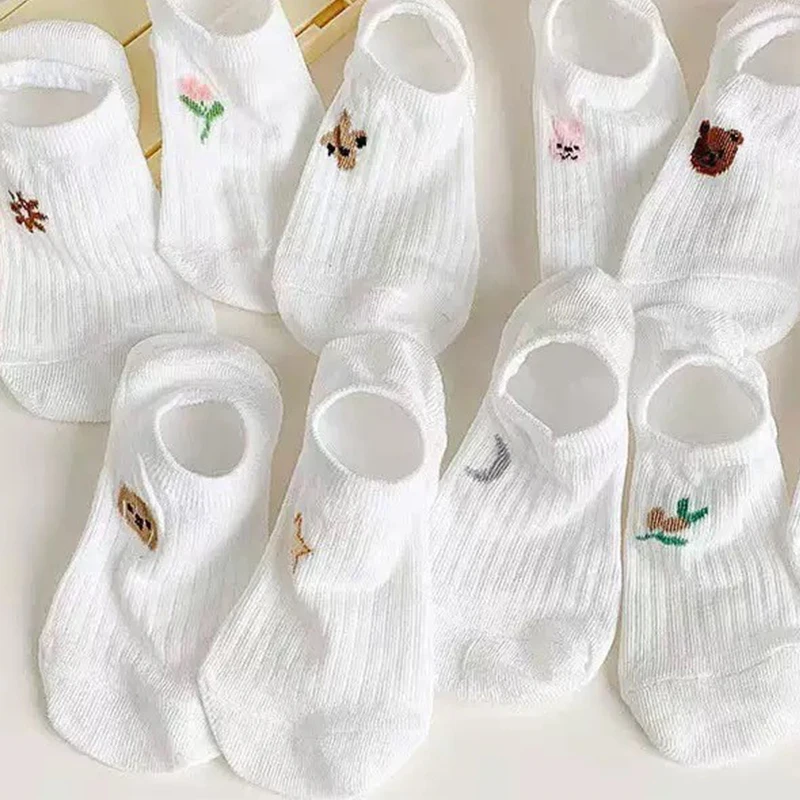 Kaus Kaki Katun Warna Solid Musim Panas Kaus Kaki Ringan Tak Terlihat Kaus Kaki Anti Selip Kaus Kaki Pendek Sejuk Kasual Kaus Kaki Perahu Nyaman