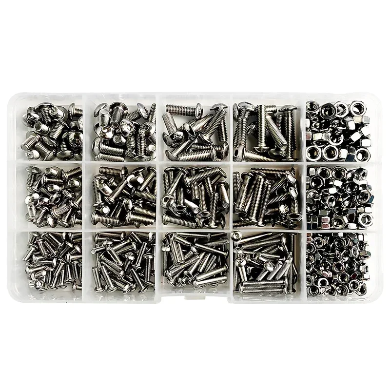 500PCS M3 M4 M5 Hex Bolts and Nuts Kit Stainless Steel Hexagon Button Round Head Allen Motorcycle Fairing Bolt Scooter Screw Set