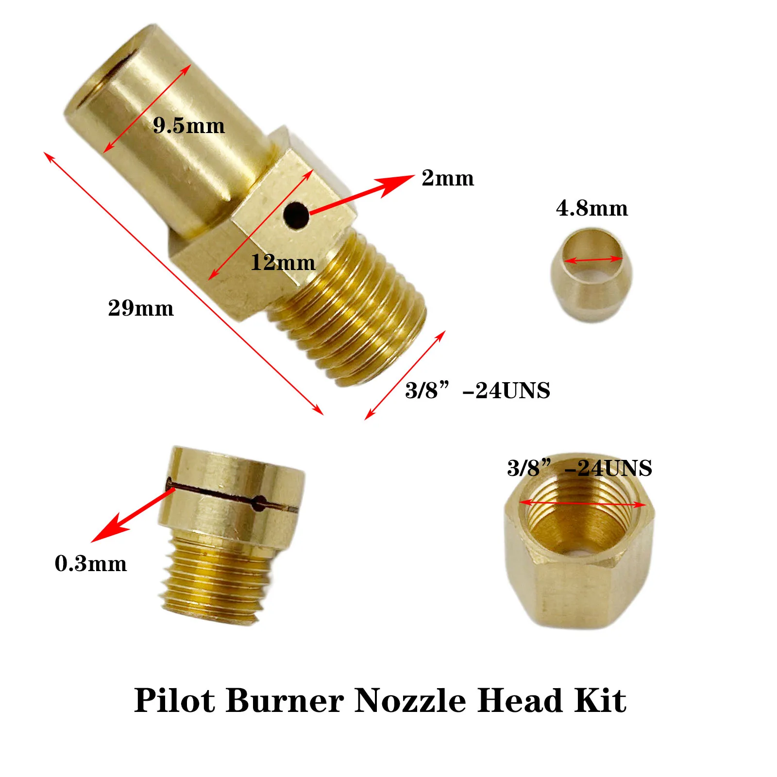 Gas Catering Equipment Pilot Valve Nozzle Head Burner Components Brass Pilot Valve for 4.8mm tube