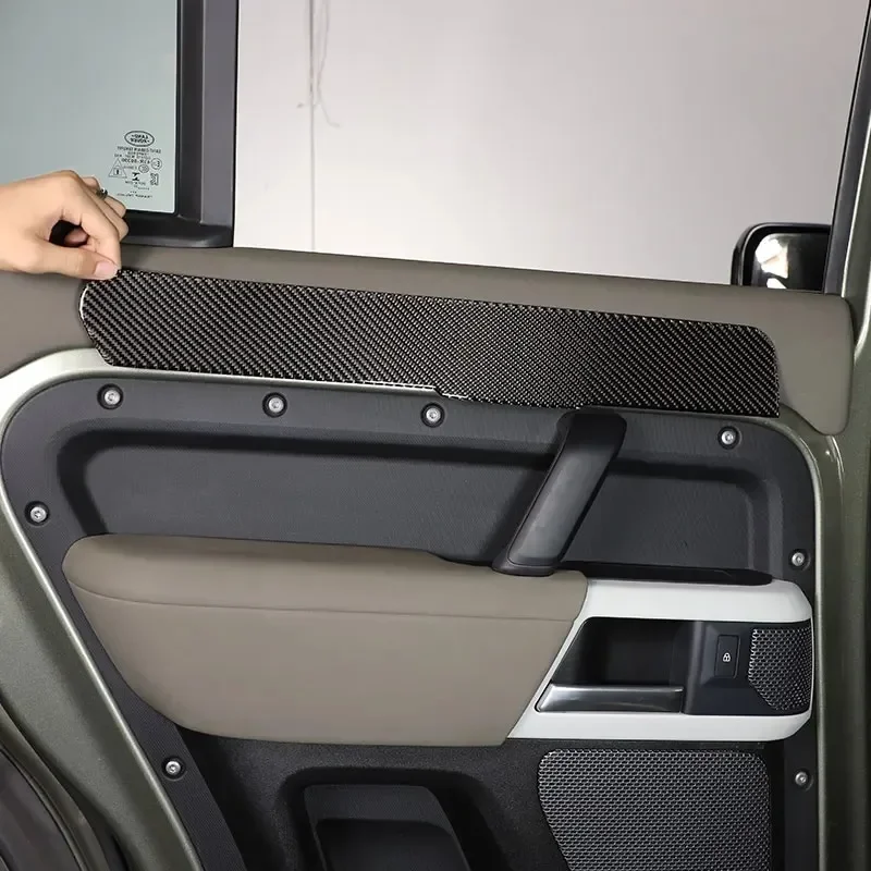 

For Land Rover Defender 110 2020-25 Soft Carbon Fiber Car Inner Door Back Row Armrest Panel Cover Trim Stickers Car Accessories